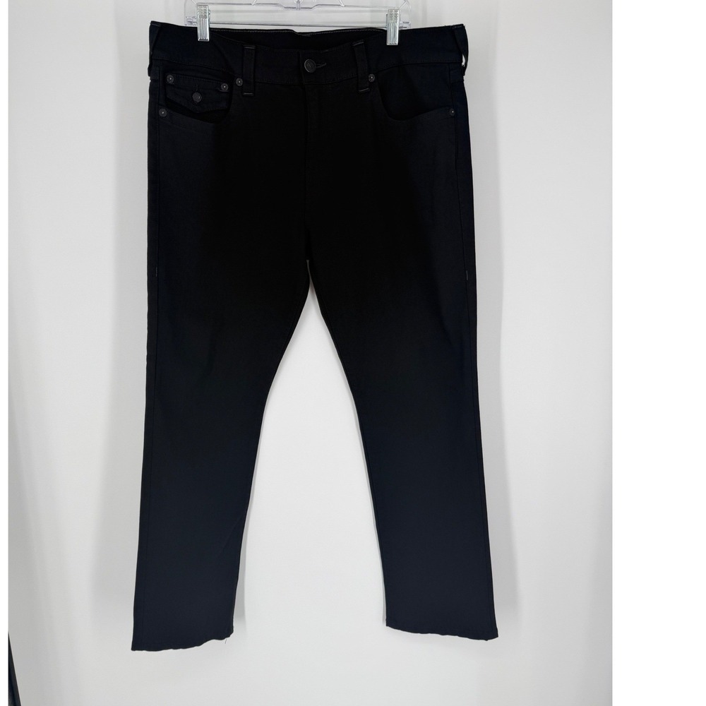 True Religion Ricky Relaxed Straight Leg Black Jeans 38 Y2K Streetwear Grunge